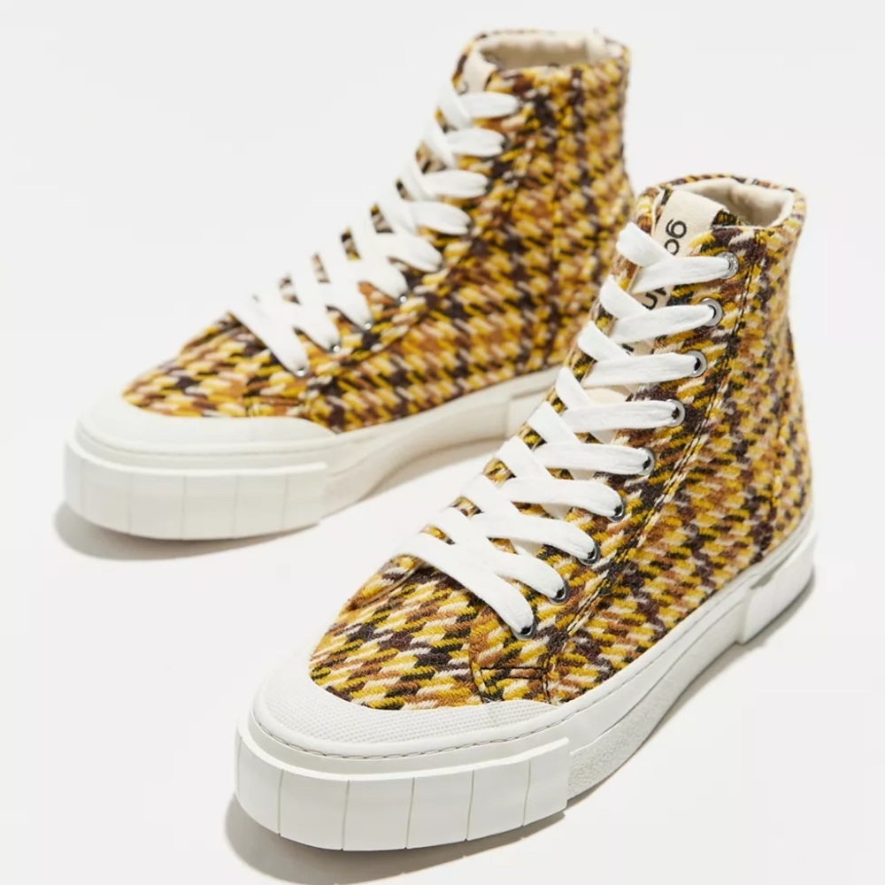Good News Juice houndstooth tweed platform high-top sneakers